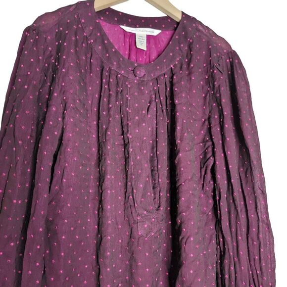 Diane Von Furstenberg Yasmin 100% Silk Blouse Dots Sz 10 - Picture 2 of 5